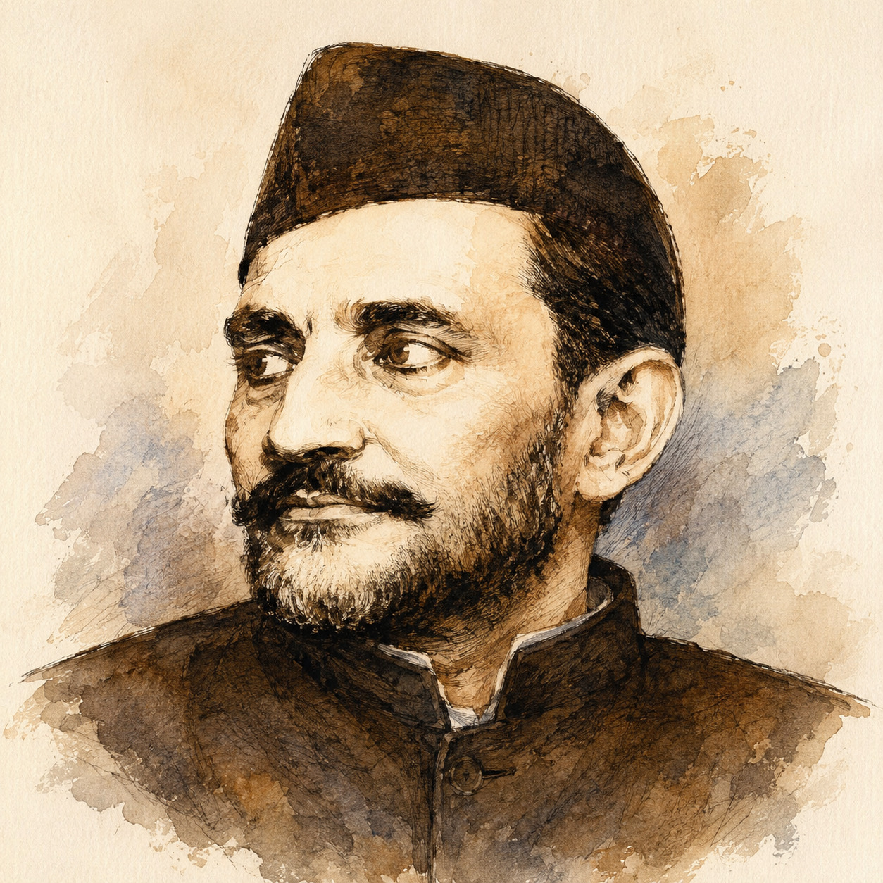 Sketch portrait of Bismil Azimabadi