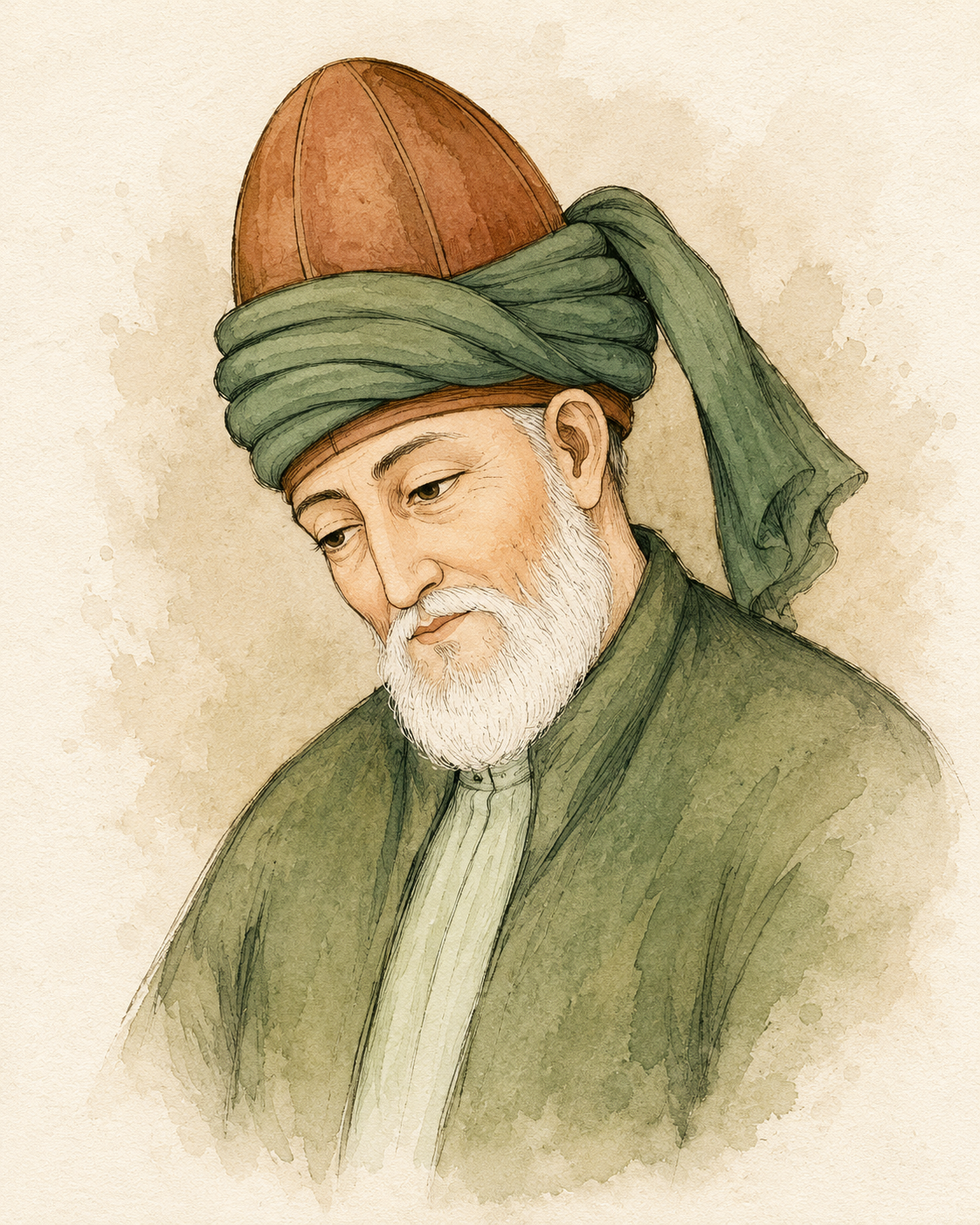 Sketch portrait of Rumi