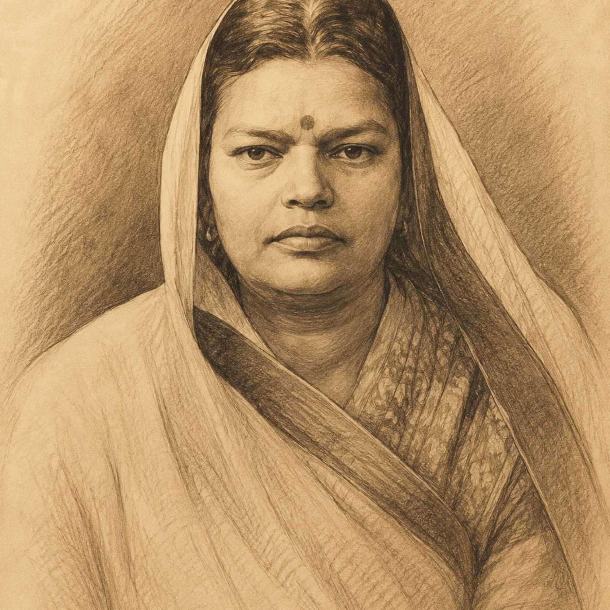 Sketch portrait of Subhadra Kumari Chauhan
