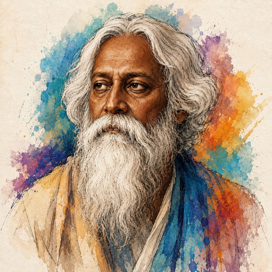 Sketch portrait of Rabindranath Tagore